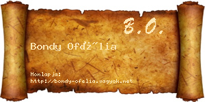 Bondy Ofélia névjegykártya
